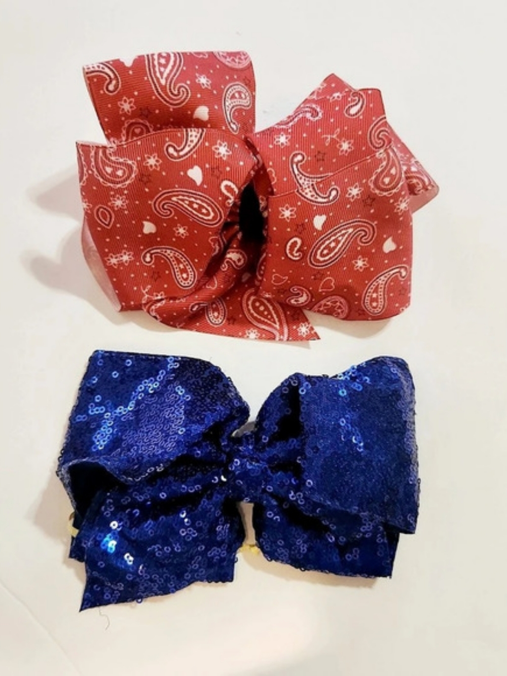 🩷Paisley & Sequin Hair Bow 2 Pc Set